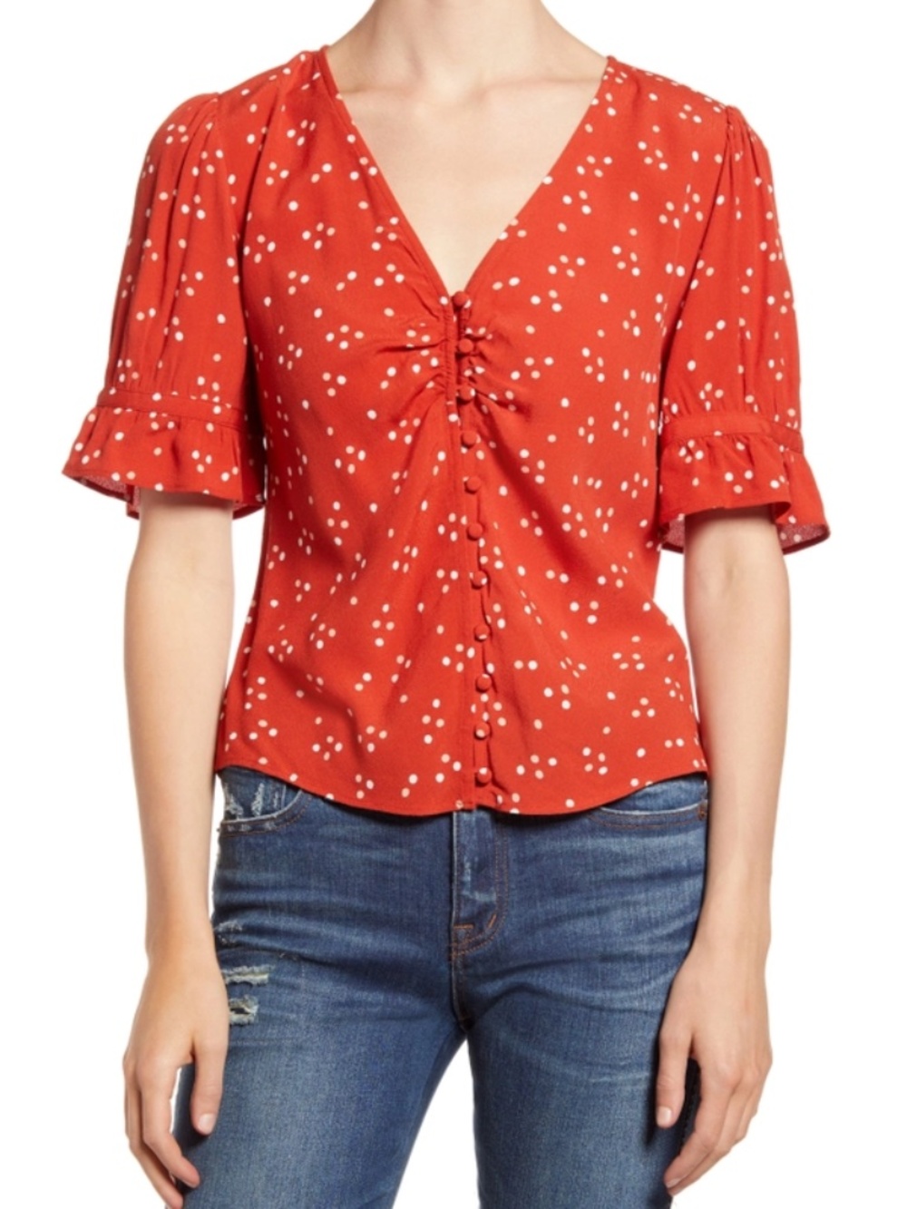 Madewell Polka Dot Daylight Button-Front Blouse Top size 10